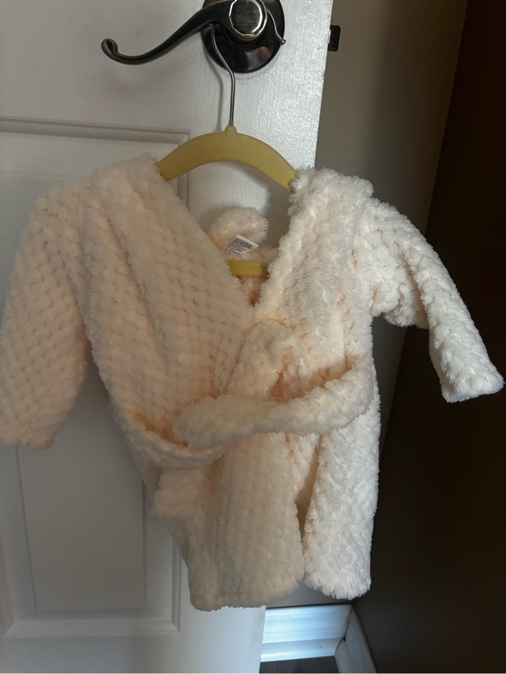 Cozy Cream Baby Bathrobe - Soft Plush Hooded Robe